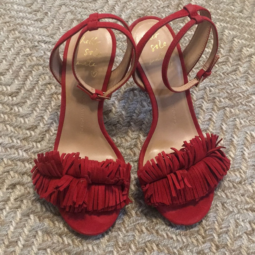 Red strapped heels